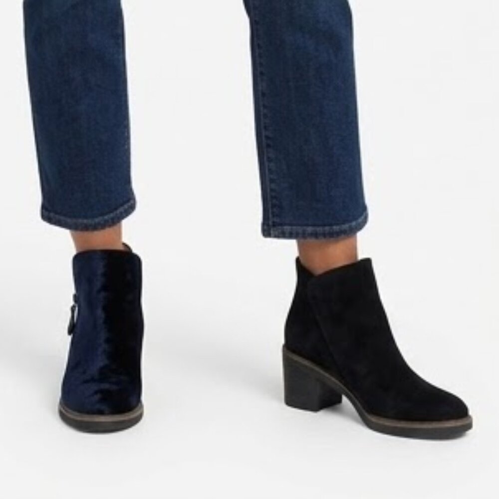 Gentle Souls Kenneth Cole Black Suede Ankle Boots Block Heel 8.5M